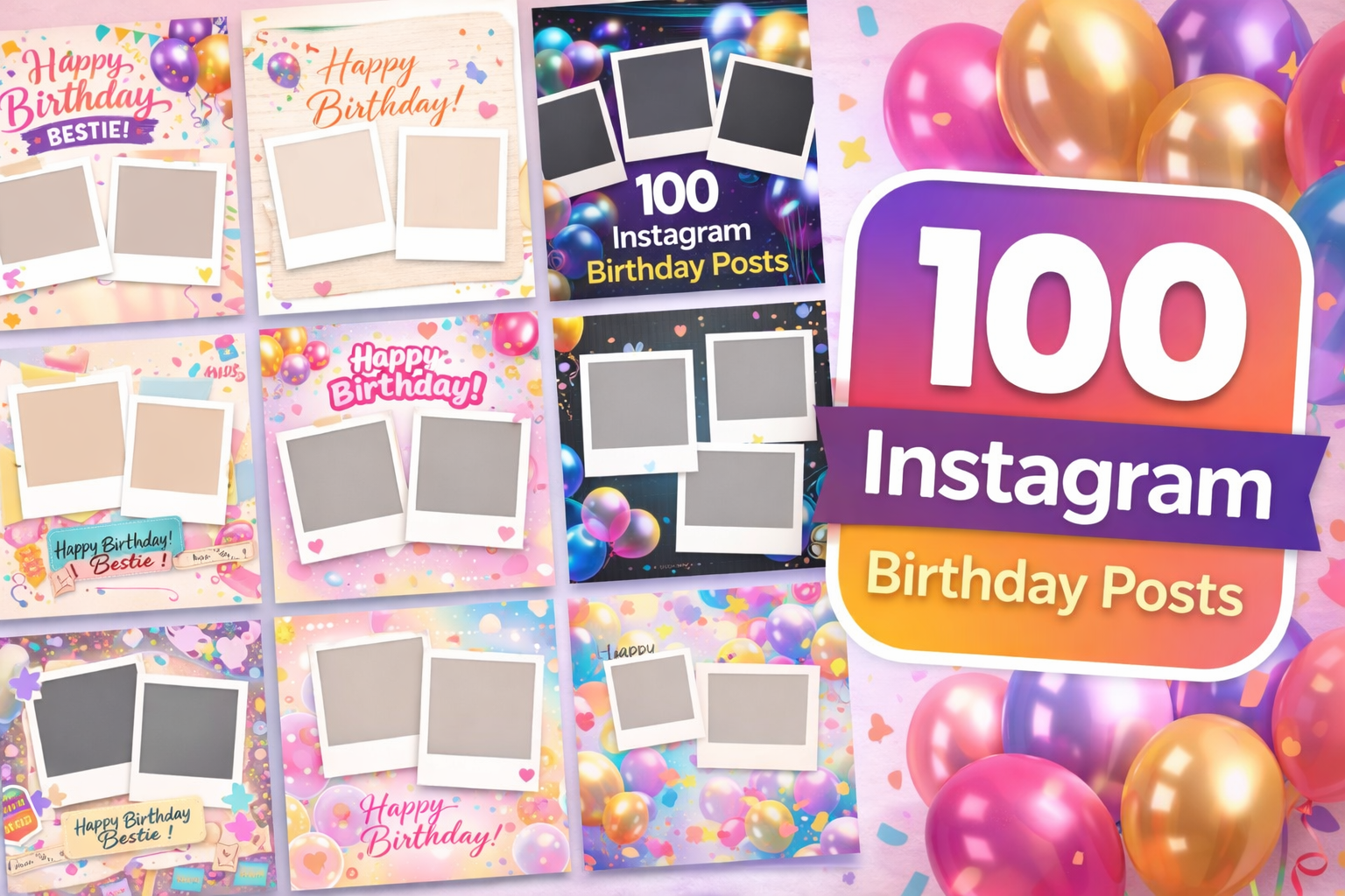 Free 100 Instagram Birthday Wishes Post Templates