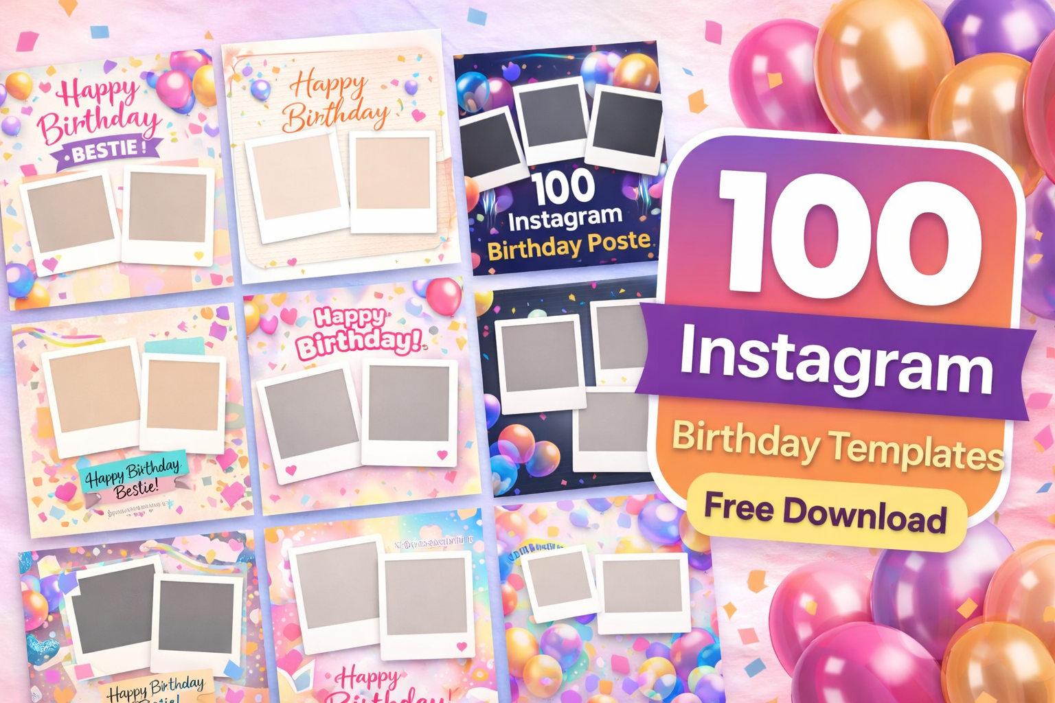 Free 100 Instagram Birthday Wishes Post Templates